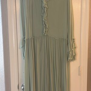 Free People Long Sleeve Maxi Dress in Sage